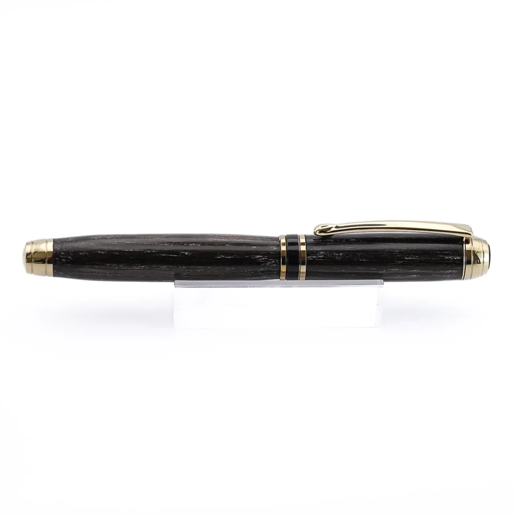 Luxury Bog Oak Fountain Pen with Titanium Gold and Black Chrome Fittings (1071)