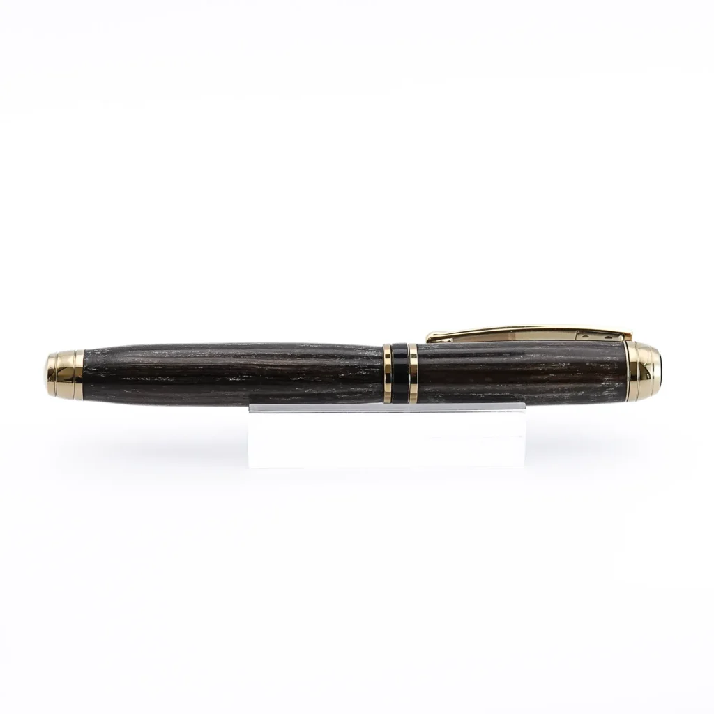 Luxury Bog Oak Fountain Pen with Titanium Gold and Black Chrome Fittings (1071)