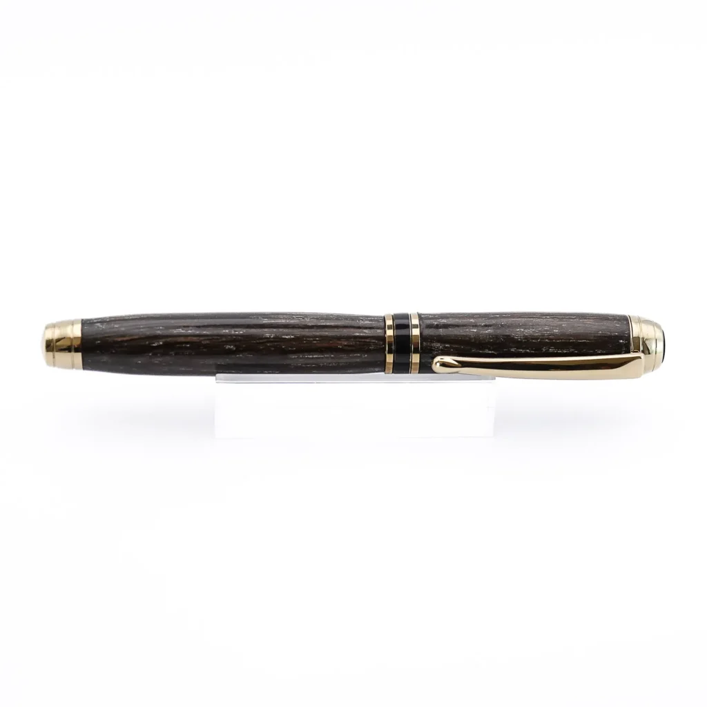 Luxury Bog Oak Fountain Pen with Titanium Gold and Black Chrome Fittings (1071)