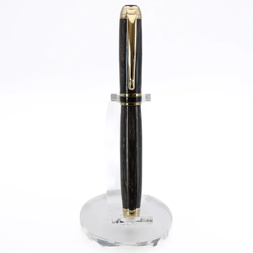 Luxury Bog Oak Fountain Pen with Titanium Gold and Black Chrome Fittings (1071)