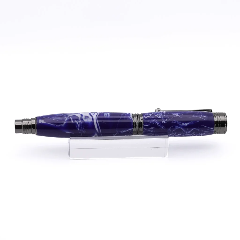 Blue and White Fountain Pen with Gun Metal Fittings (1094)