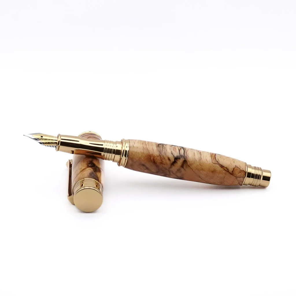 Spalted Beech Fountain Pen with Gold Plated Fittings (1098)