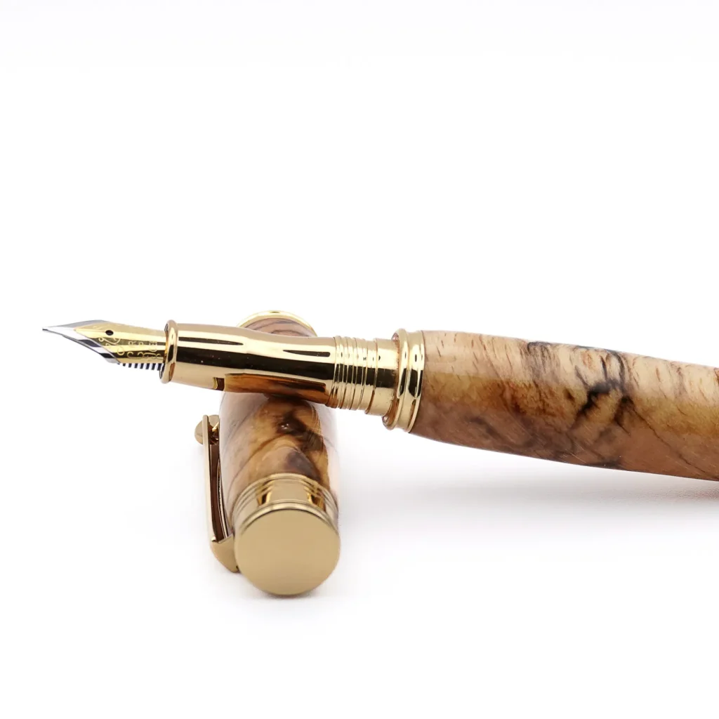 Spalted Beech Fountain Pen with Gold Plated Fittings (1098)