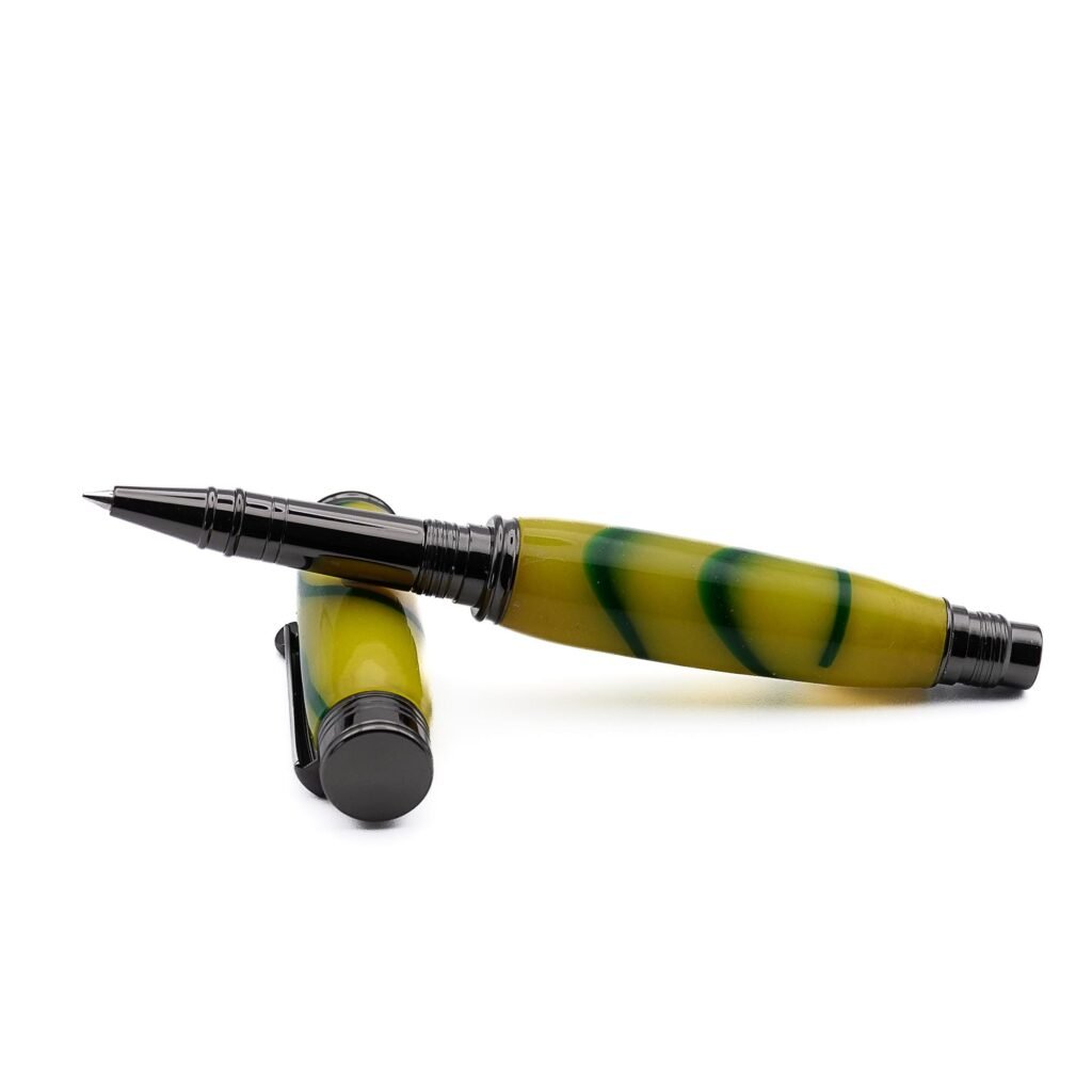 Yellow and Green Rollerball Pen with Gun Metal Fittings (1113)