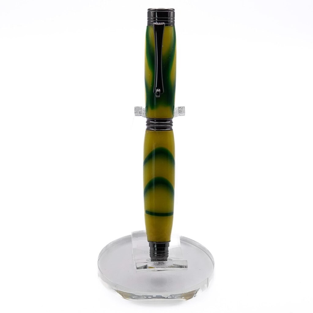 Yellow and Green Rollerball Pen with Gun Metal Fittings (1113)