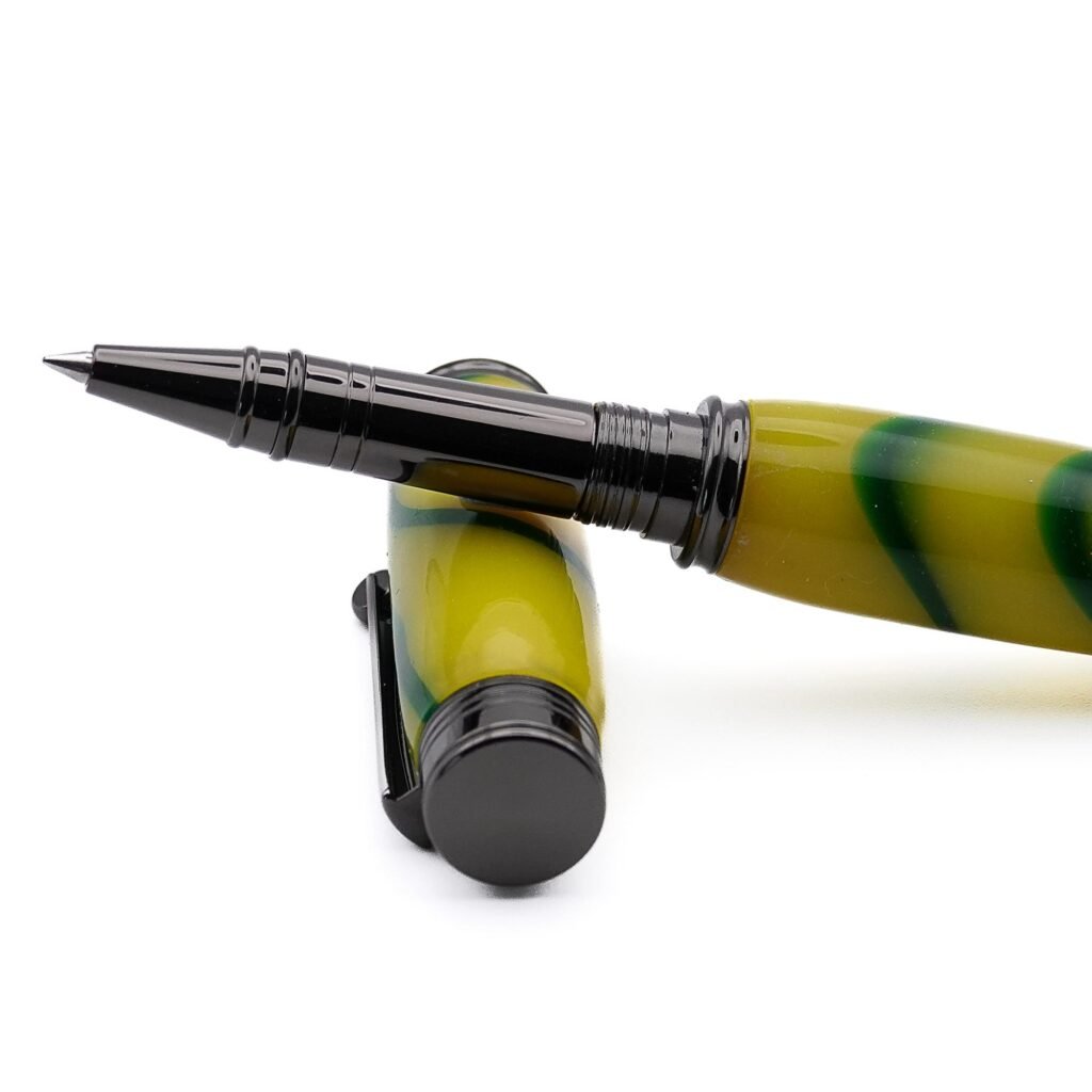 Yellow and Green Rollerball Pen with Gun Metal Fittings (1113)