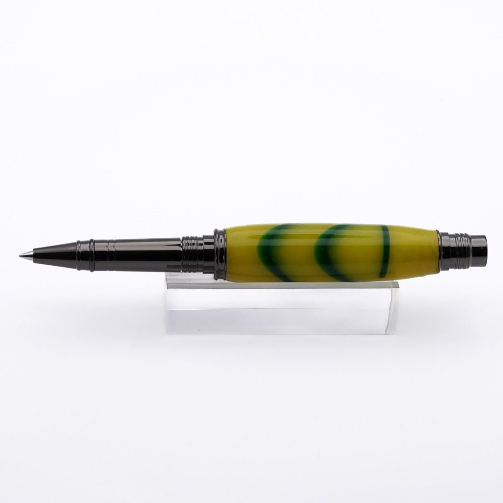 Yellow and Green Rollerball Pen with Gun Metal Fittings (1113)