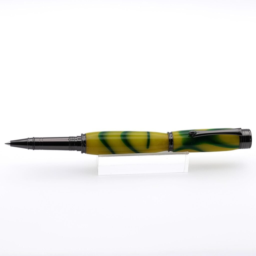 Yellow and Green Rollerball Pen with Gun Metal Fittings (1113)