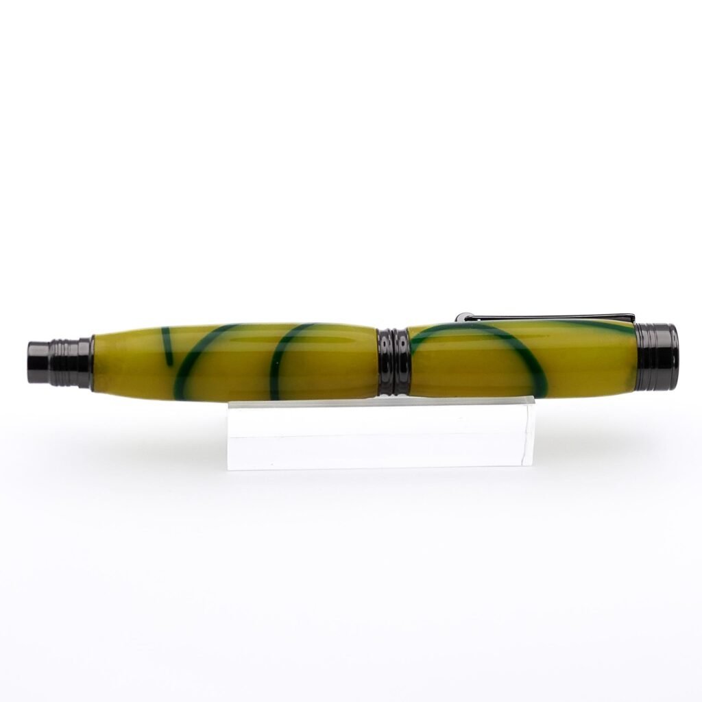 Yellow and Green Rollerball Pen with Gun Metal Fittings (1113)