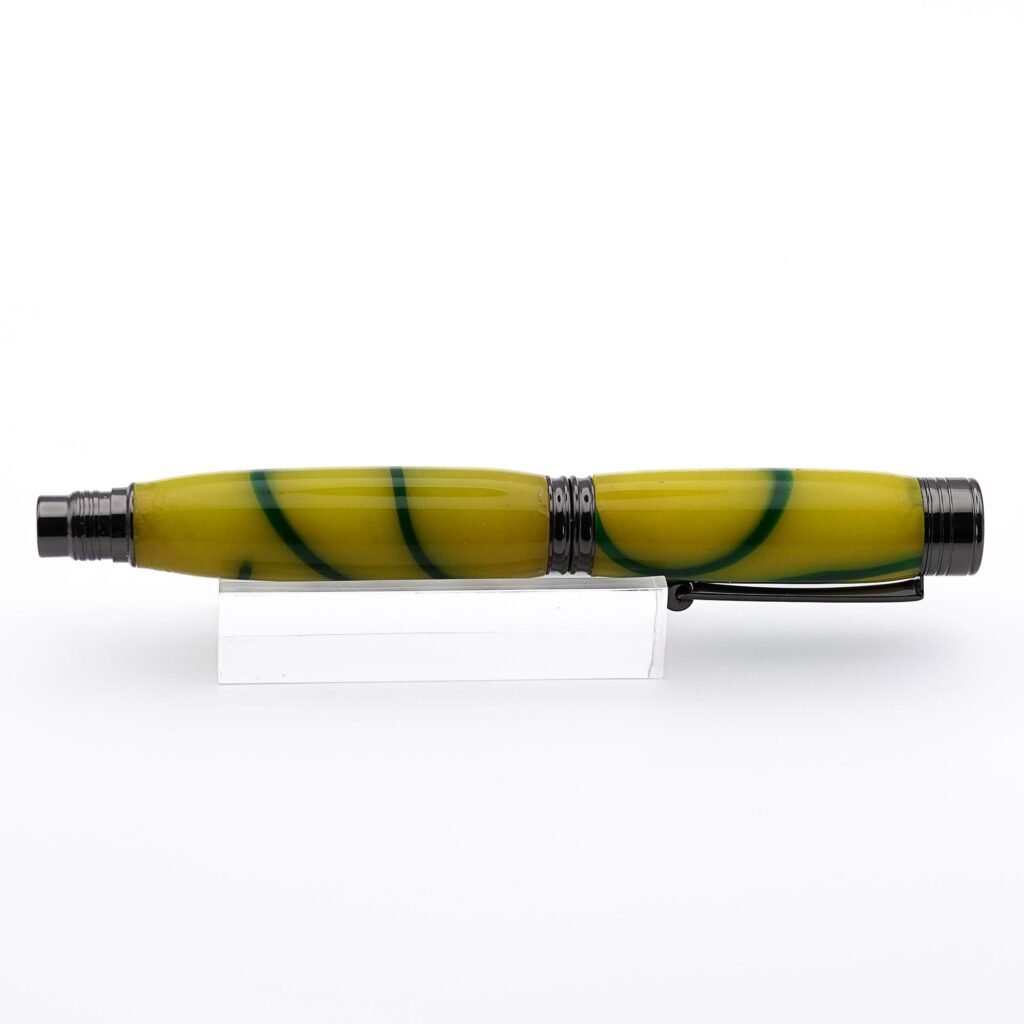 Yellow and Green Rollerball Pen with Gun Metal Fittings (1113)