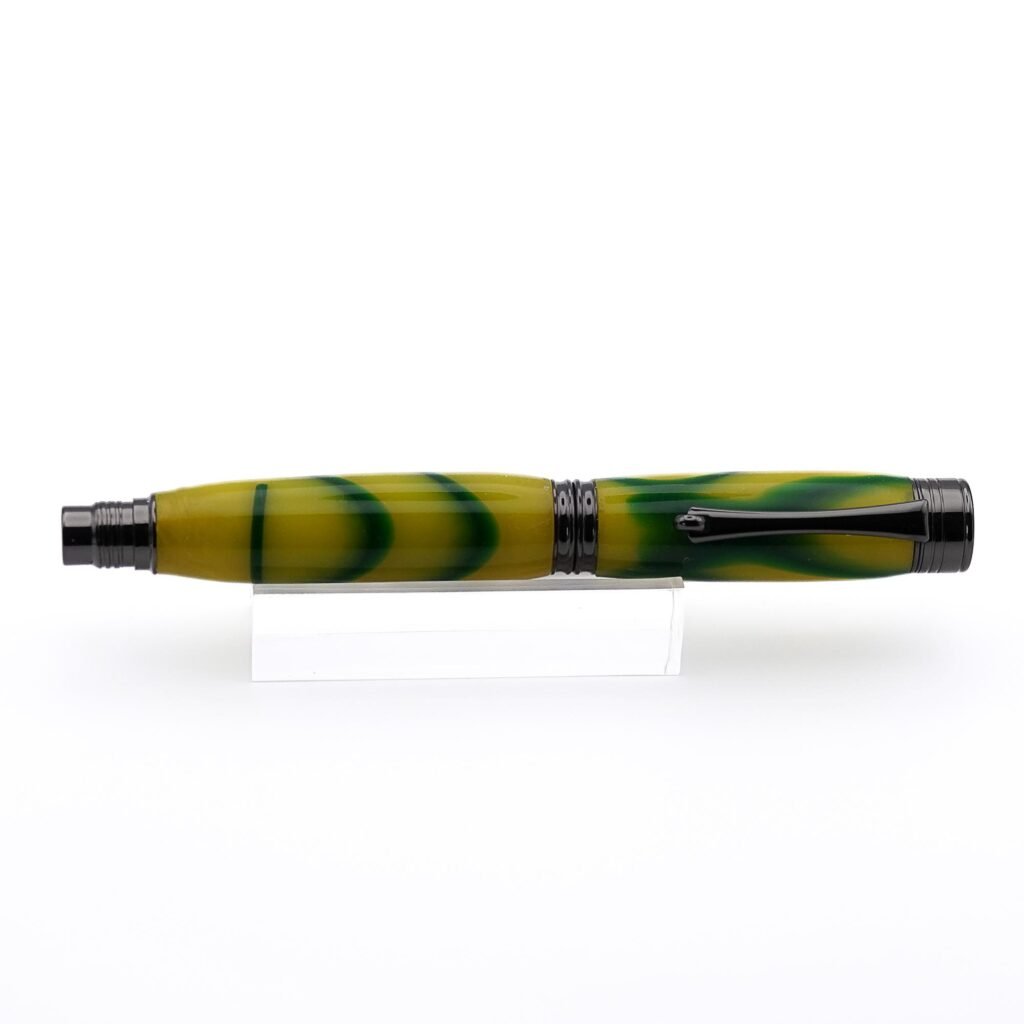 Yellow and Green Rollerball Pen with Gun Metal Fittings (1113)