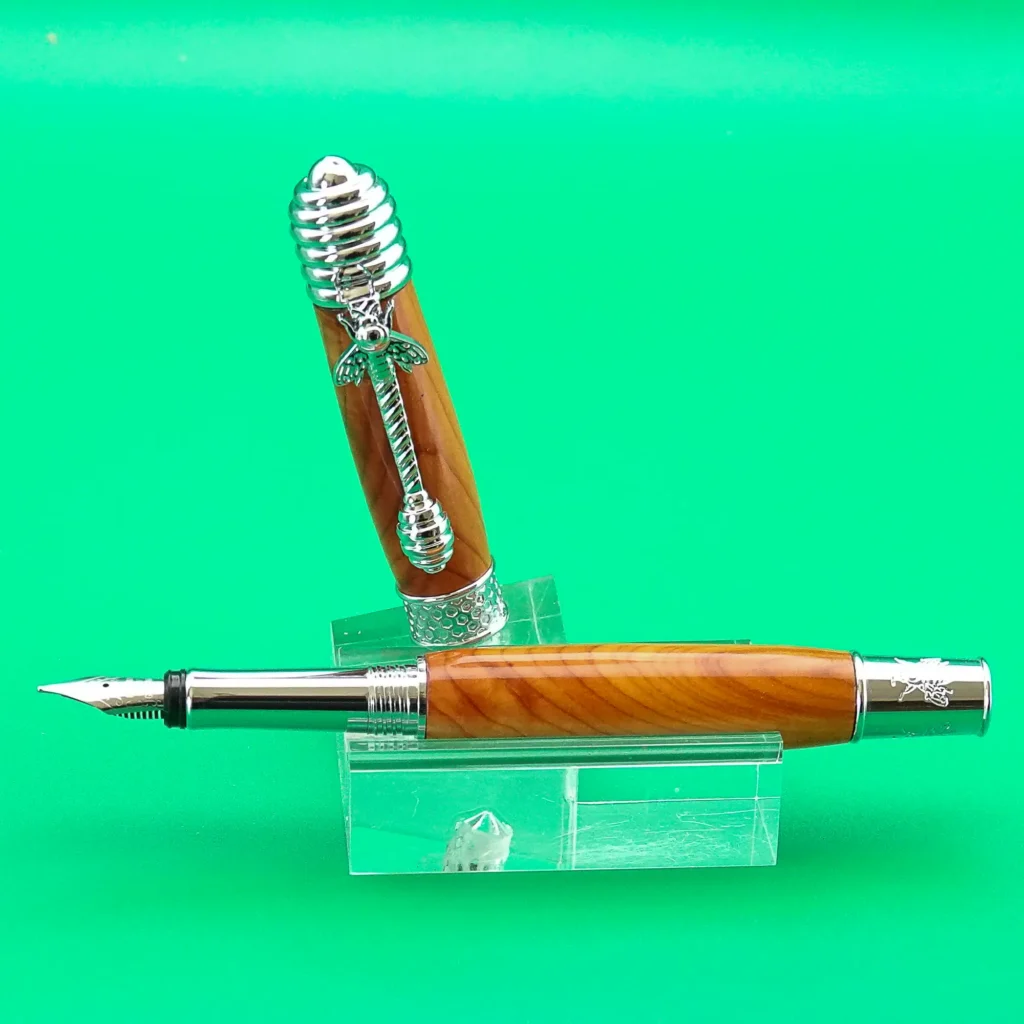 Honey Bee Yew Fountain Pen with Chrome Plated Fittings (1121)