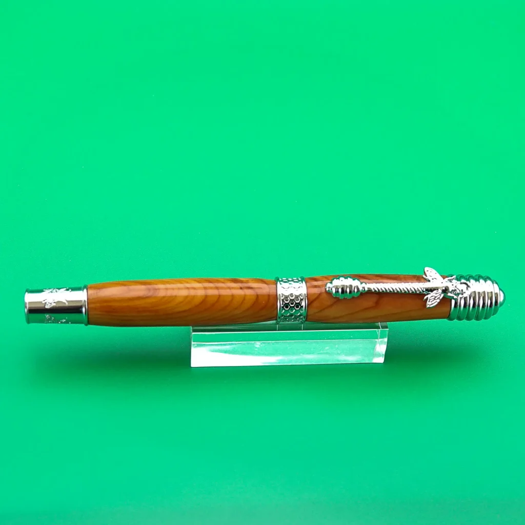 Honey Bee Yew Fountain Pen with Chrome Plated Fittings (1121)