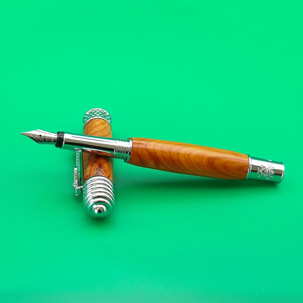 Honey Bee Yew Fountain Pen with Chrome Plated Fittings (1121)