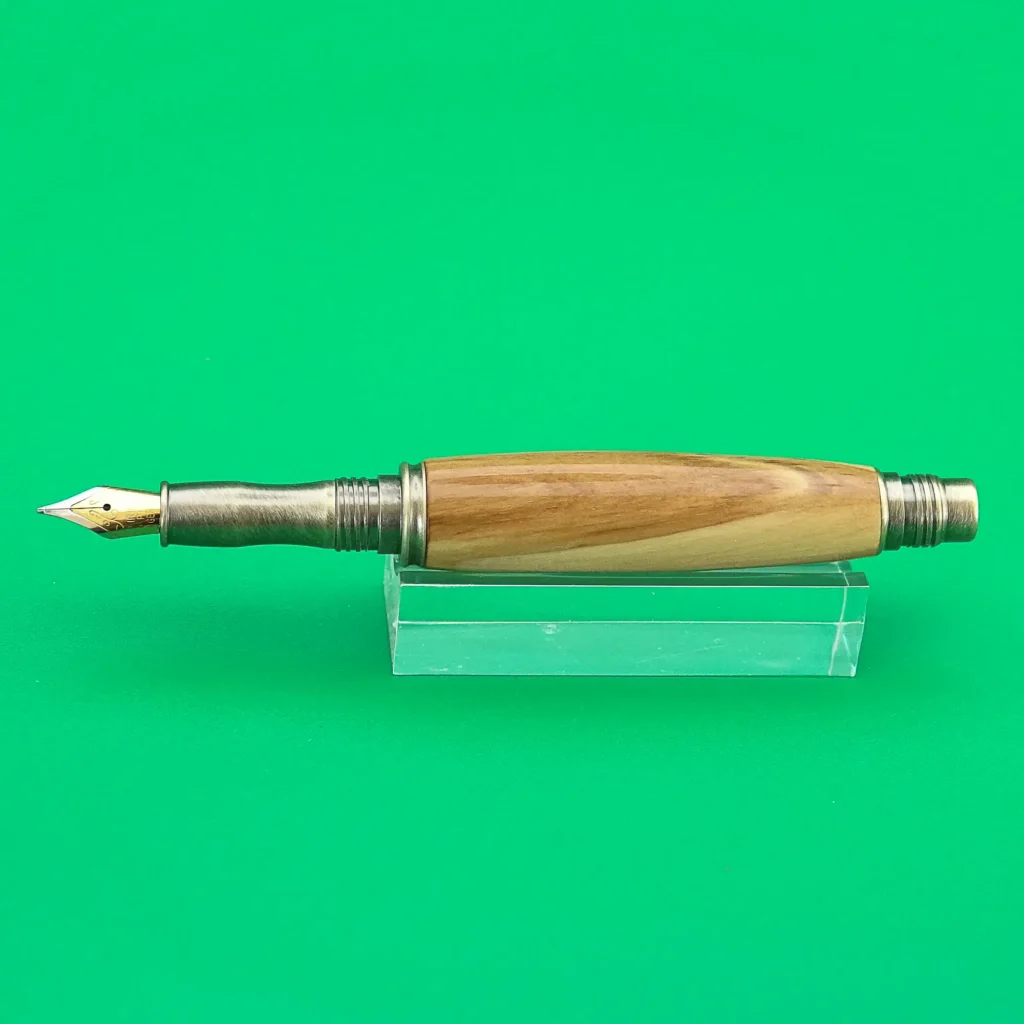 Olive Fountain Pen with Antique Plated Fittings (1122)