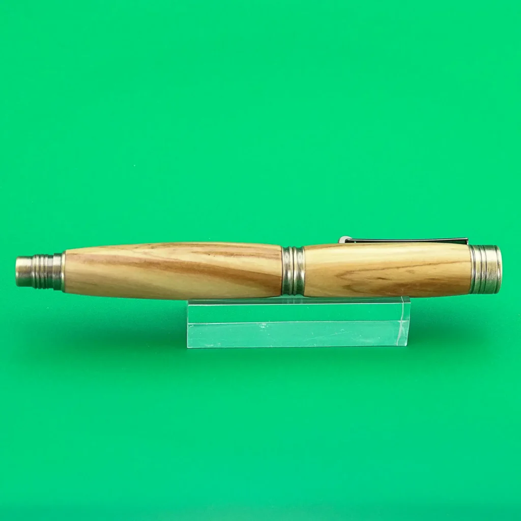 Olive Fountain Pen with Antique Plated Fittings (1122)