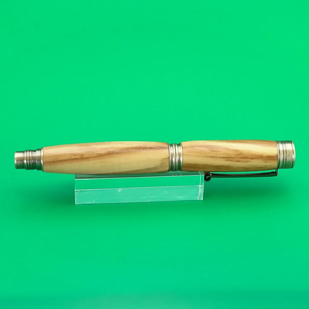 Olive Fountain Pen with Antique Plated Fittings (1122)