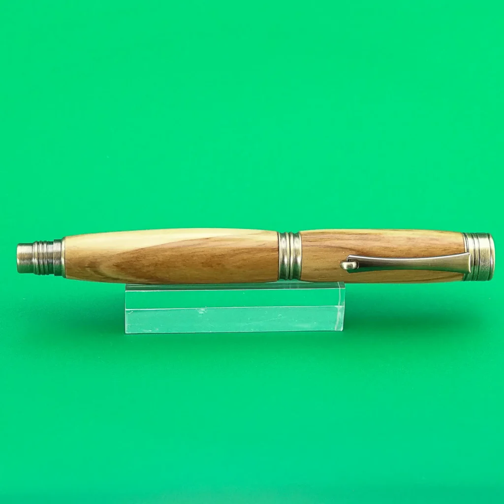 Olive Fountain Pen with Antique Plated Fittings (1122)