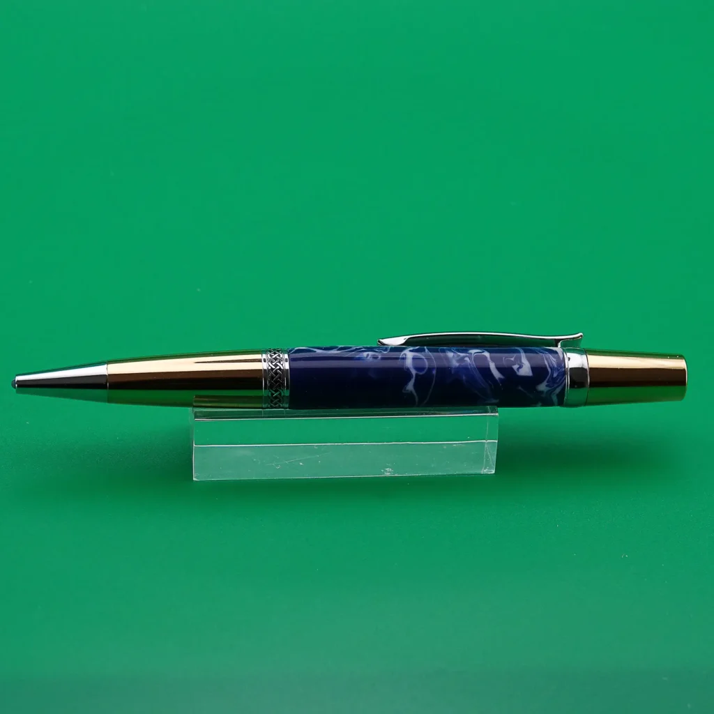Blue and White Ballpoint Pen with Gold Plated Fitting (1133)