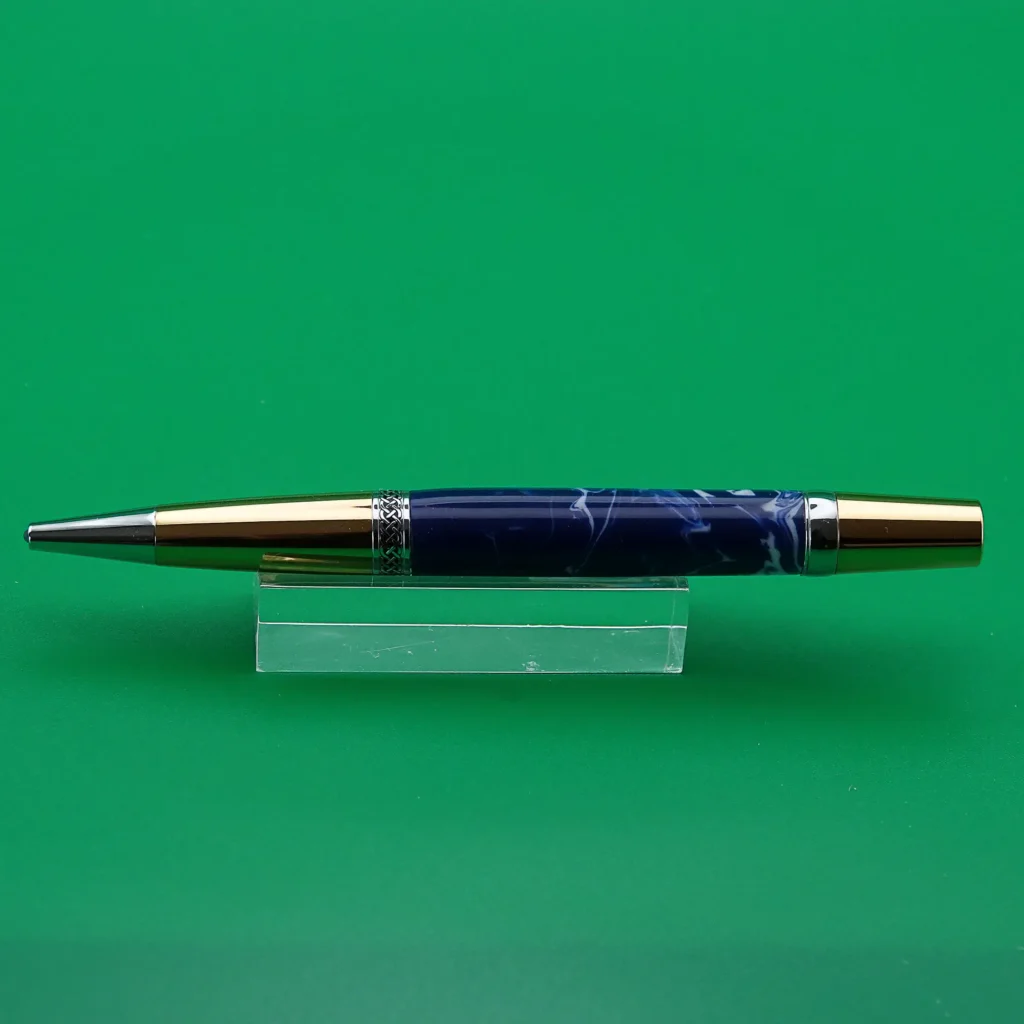 Blue and White Ballpoint Pen with Gold Plated Fitting (1133)