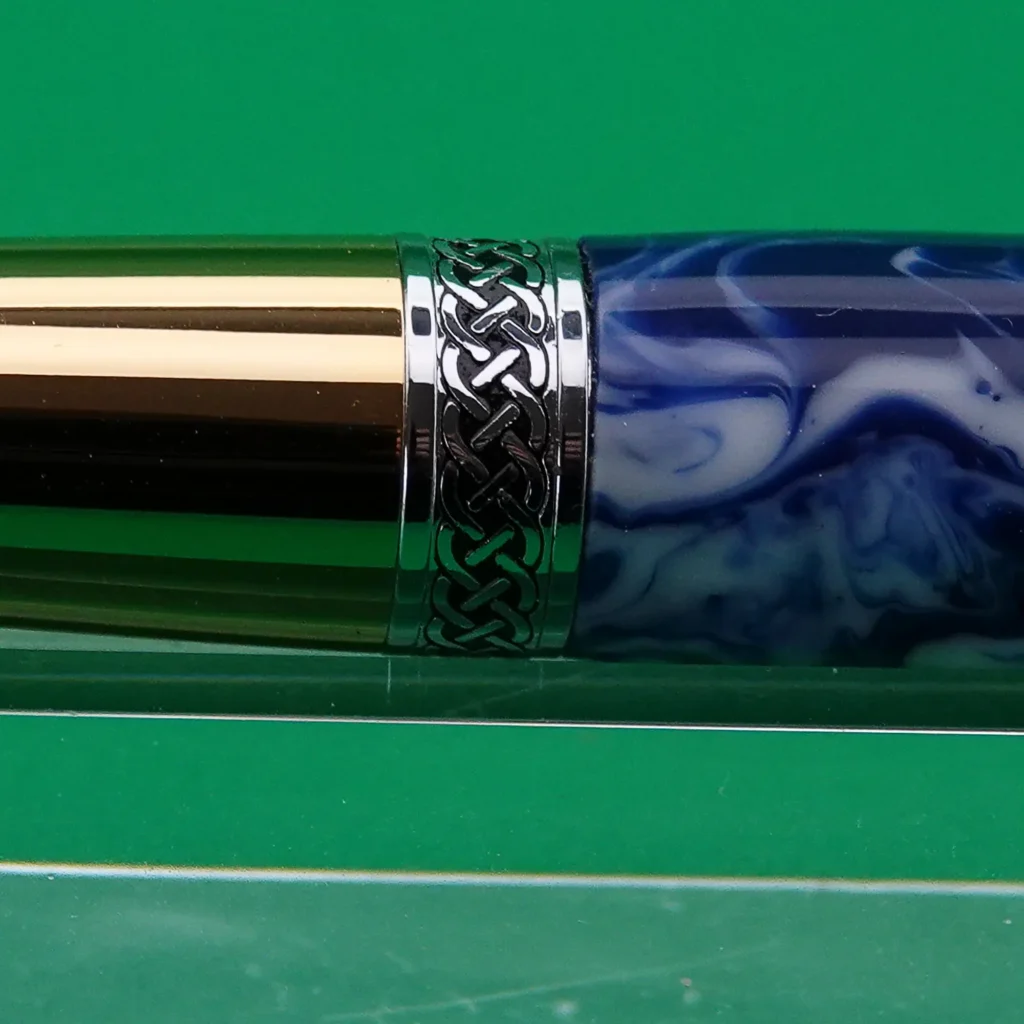 Blue and White Ballpoint Pen with Gold Plated Fitting (1133)