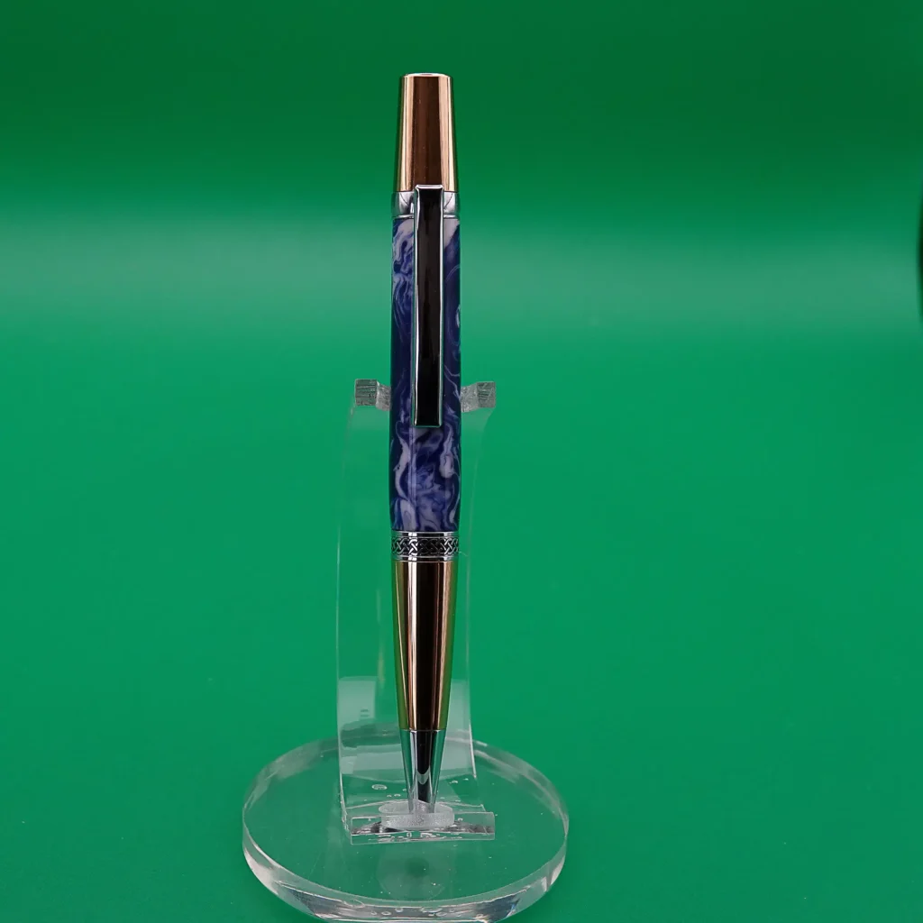 Blue and White Ballpoint Pen with Gold Plated Fitting (1133)