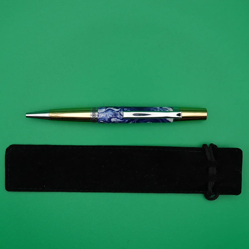 Blue and White Ballpoint Pen with Gold Plated Fitting (1133)