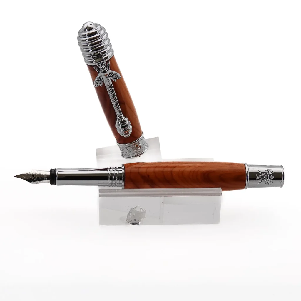 Honey Bee Yew Fountain Pen with Chrome Fittings (1121)