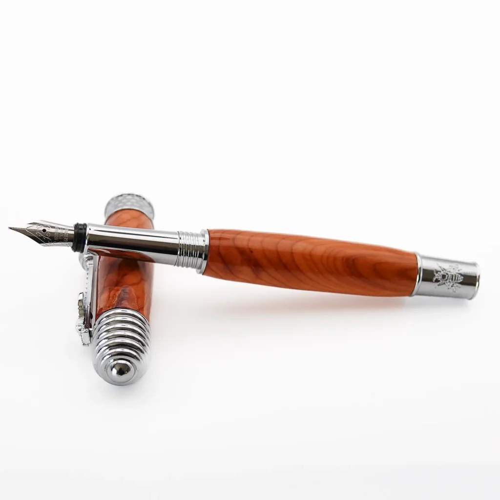 Honey Bee Yew Fountain Pen with Chrome Fittings (1121)
