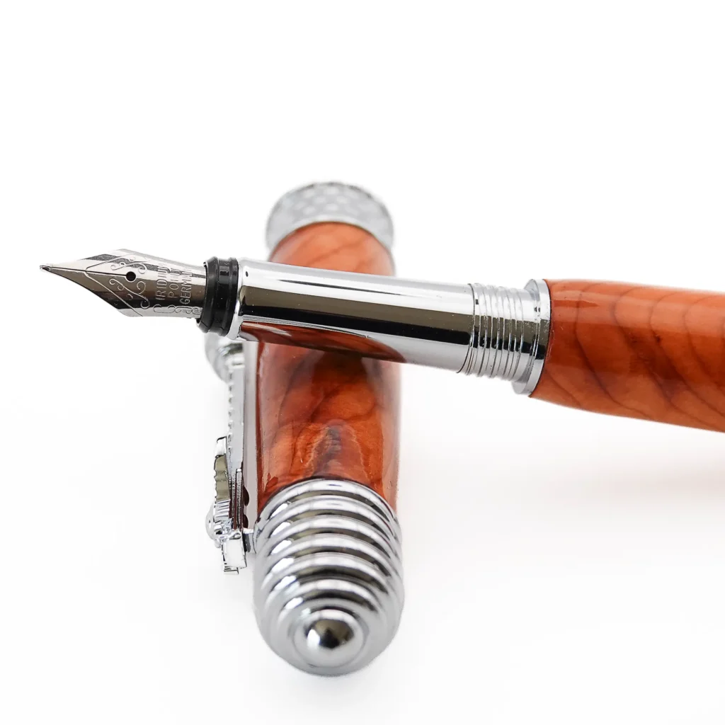 Honey Bee Yew Fountain Pen with Chrome Fittings (1121)