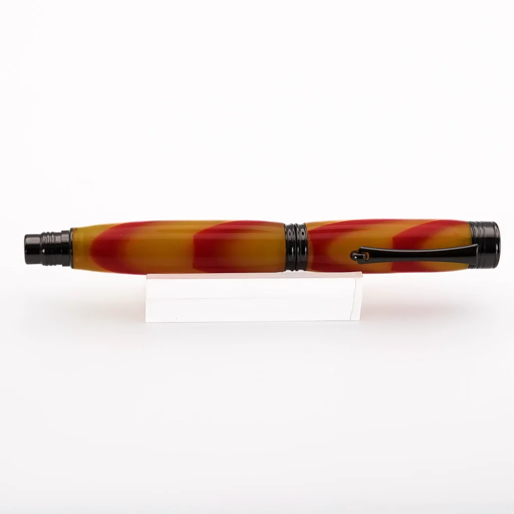 Yellow and Red Fountain Pen with Gun Metal Fittings (1143)