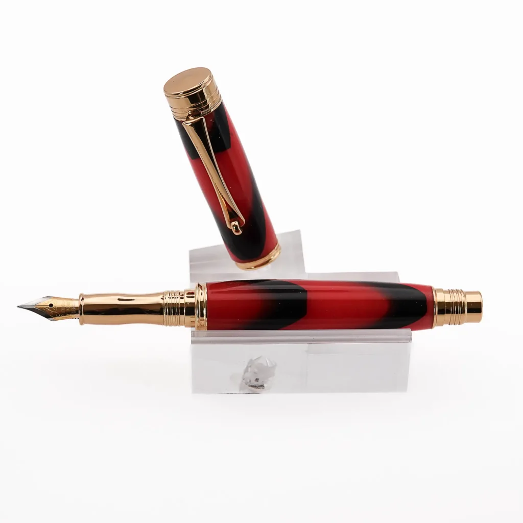 Red and Black Fountain Pen with Gold Plated Fittings (1144)