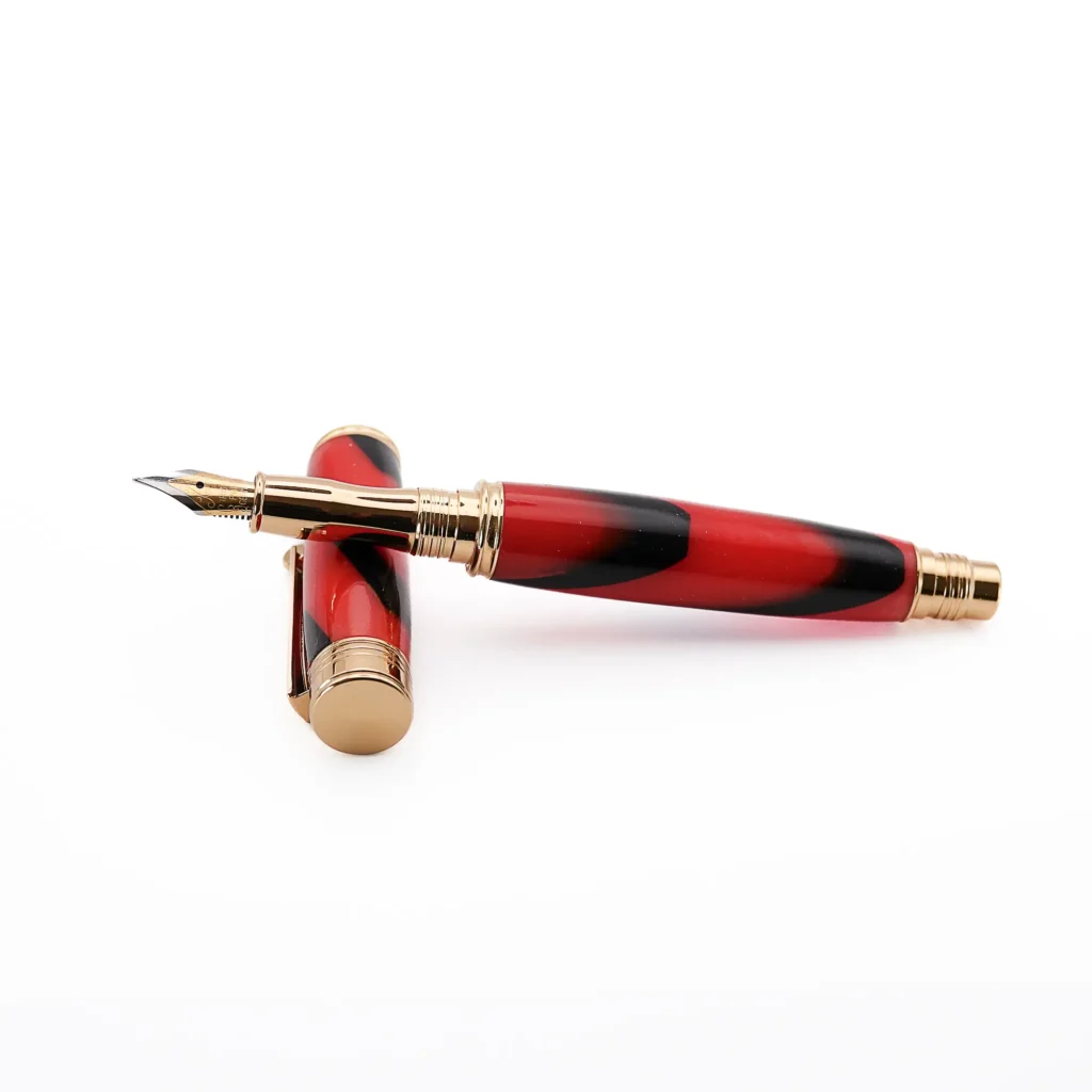 Red and Black Fountain Pen with Gold Plated Fittings (1144)