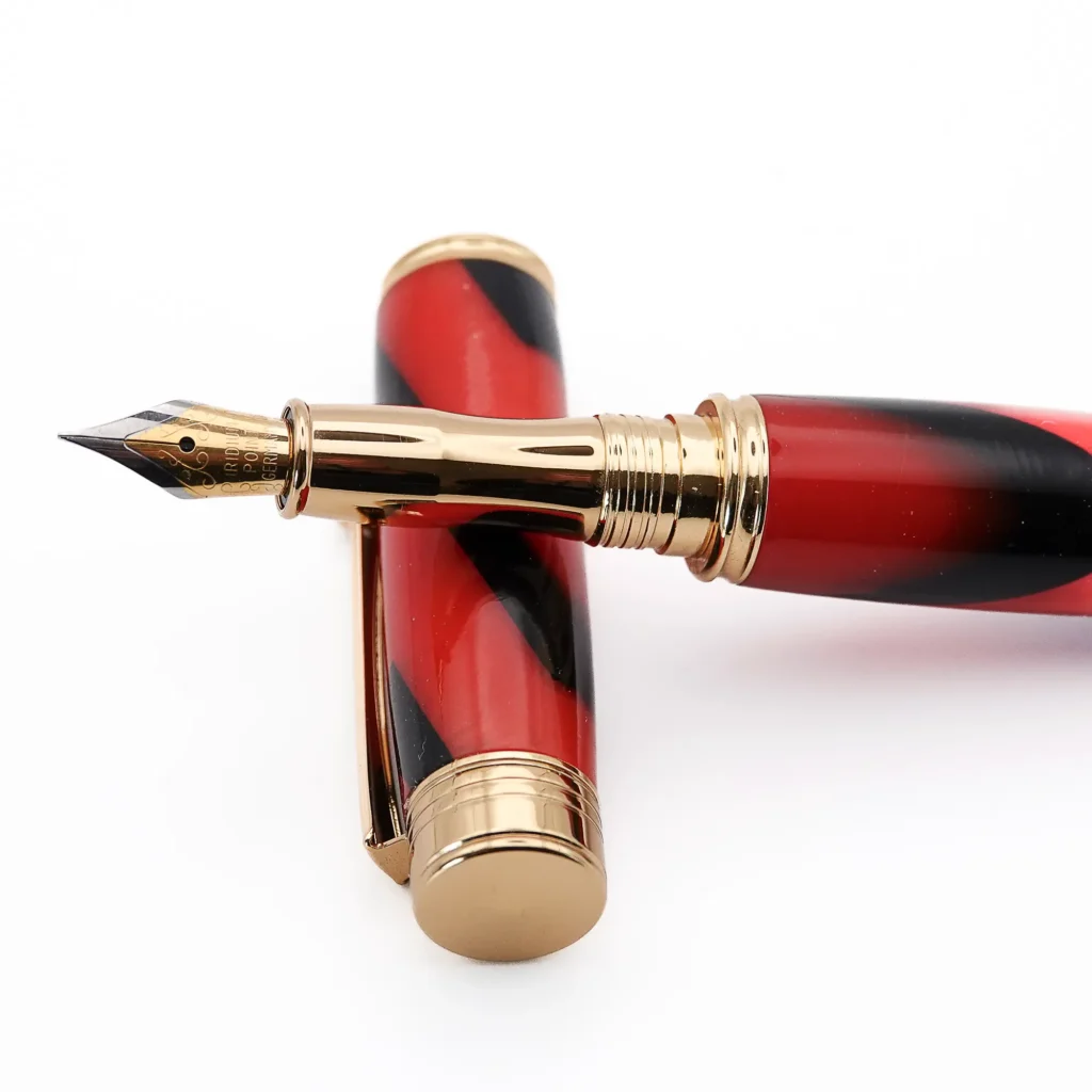 Red and Black Fountain Pen with Gold Plated Fittings (1144)