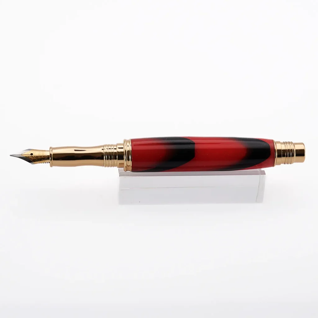 Red and Black Fountain Pen with Gold Plated Fittings (1144)