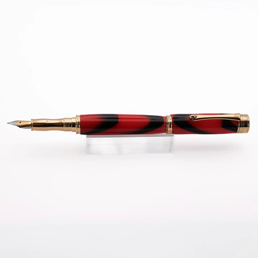 Red and Black Fountain Pen with Gold Plated Fittings (1144)