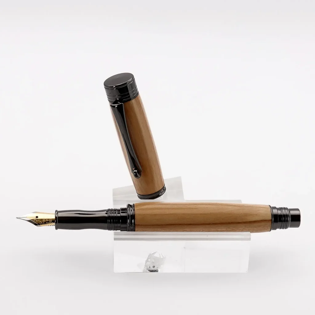 Olive Fountain Pen with Gun Metal Plated Fittings (1151)