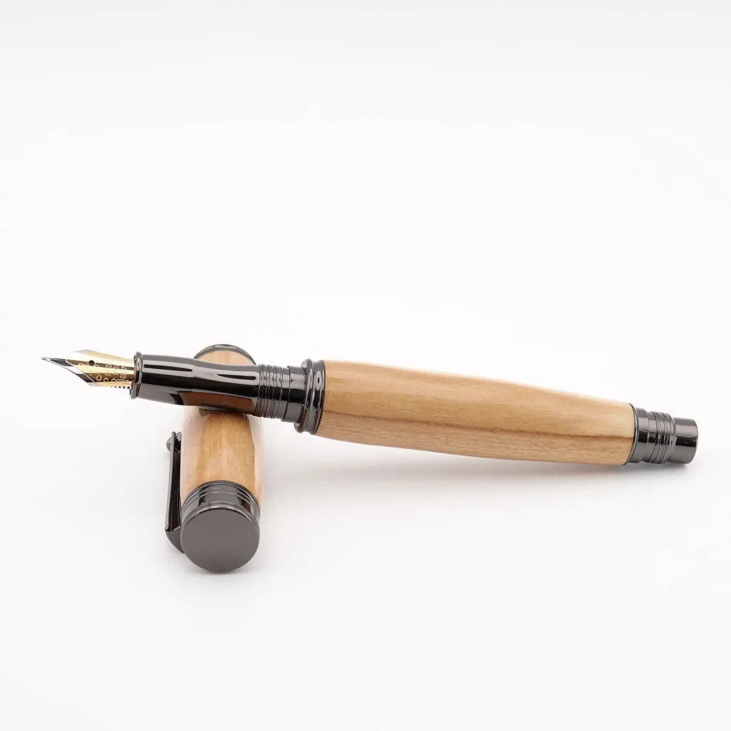 Olive Fountain Pen with Gun Metal Plated Fittings (1151)