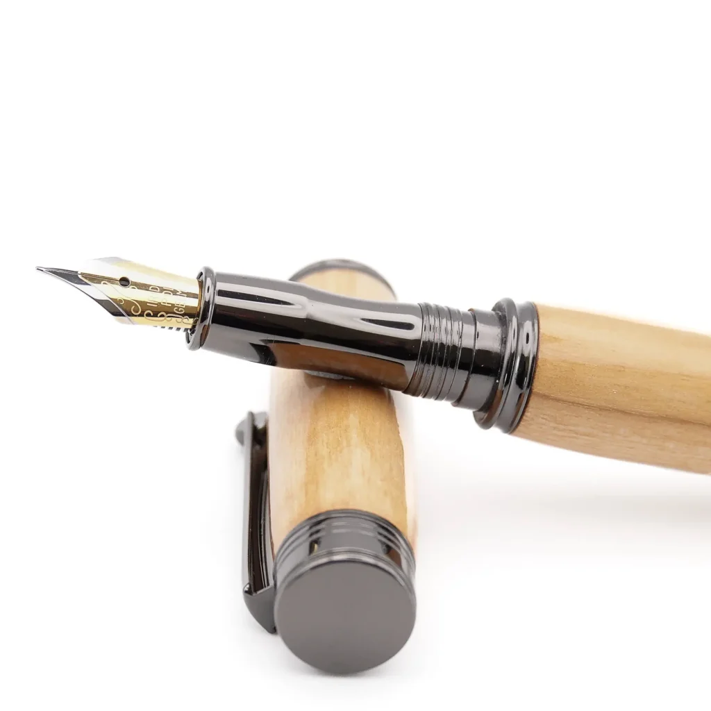 Olive Fountain Pen with Gun Metal Plated Fittings (1151)