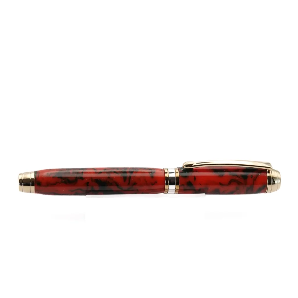 Red and Black Luxury Fountain Pen with Titanium Gold Fittings (1153)