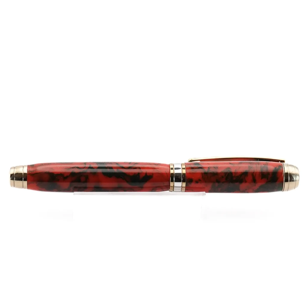 Red and Black Luxury Fountain Pen with Titanium Gold Fittings (1153)