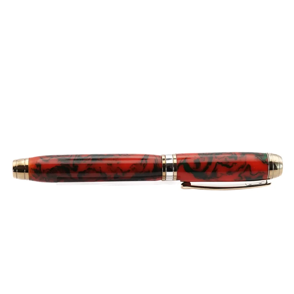 Red and Black Luxury Fountain Pen with Titanium Gold Fittings (1153)
