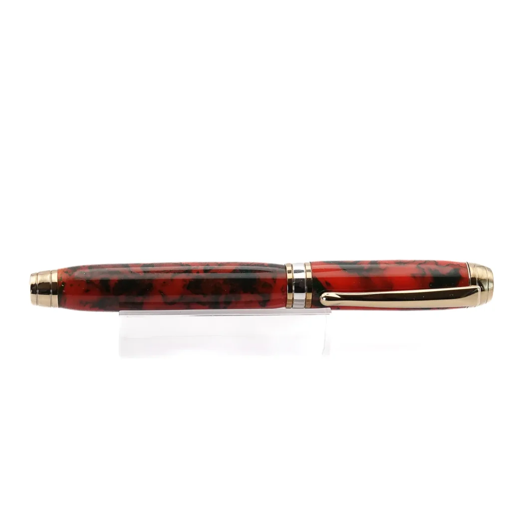 Red and Black Luxury Fountain Pen with Titanium Gold Fittings (1153)
