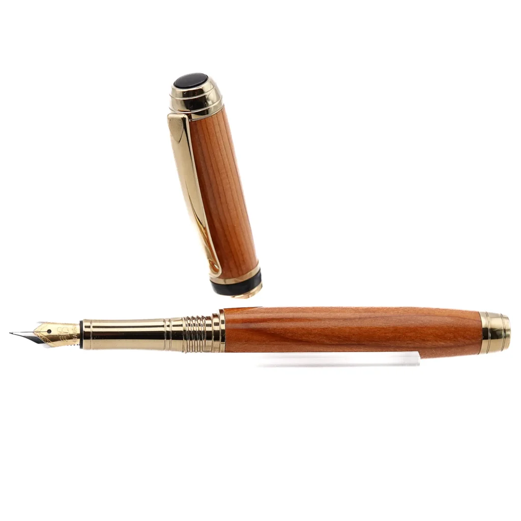 Luxury Yew Fountain Pen with Titanium Gold Fittings (1154)