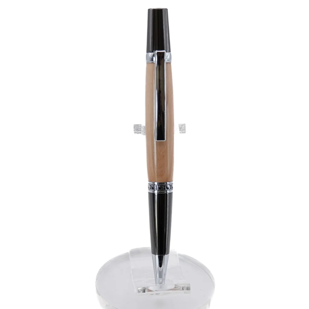 Medlar Ballpoint Pen with Gun Metal Fittings and Yin Yang Centre Ring (1170)