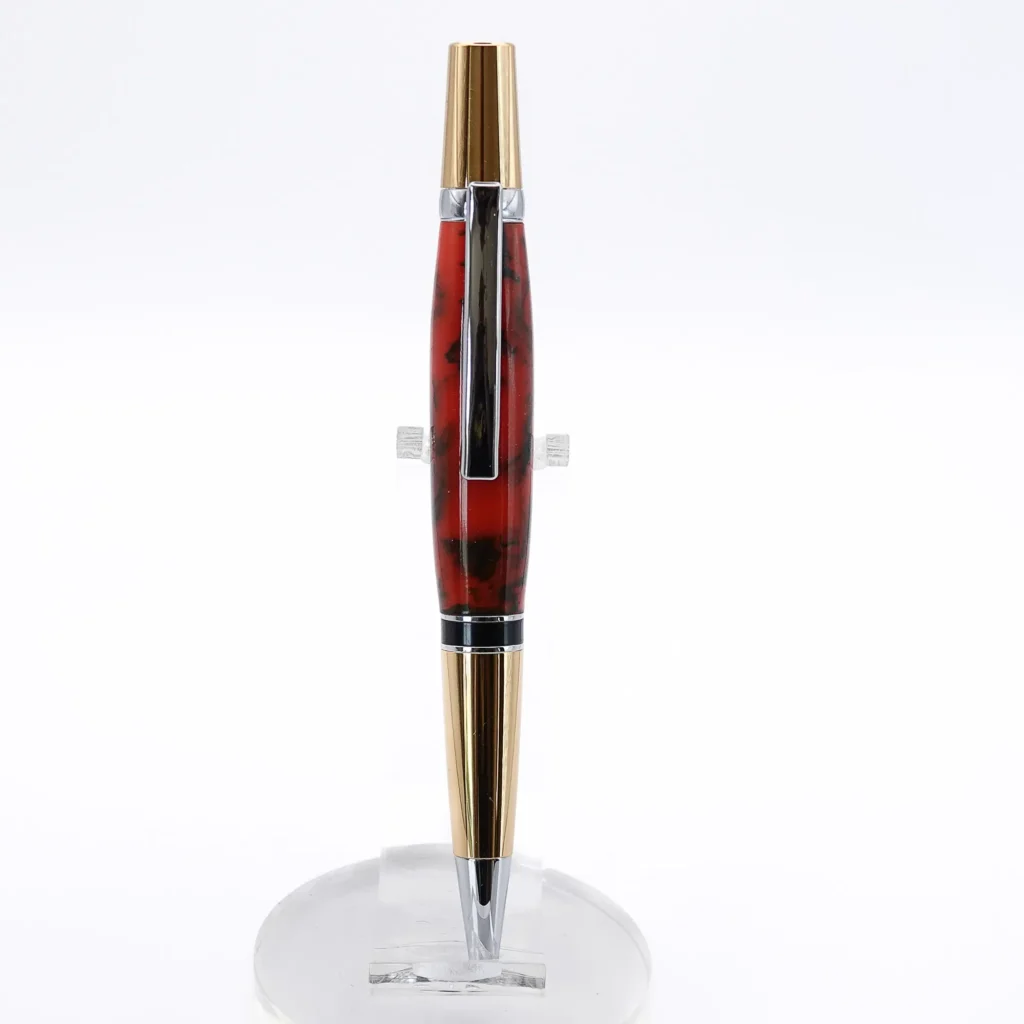 Red and Black Ballpoint Pen with Gold Plated Fittings and Black Centre Ring (1171)