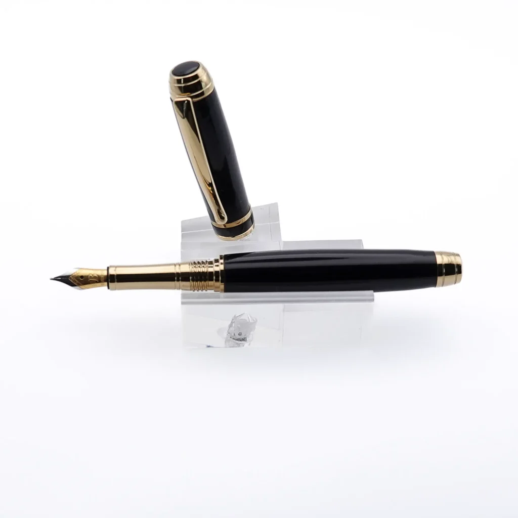 Black Luxury Pen with Titanium Gold and Black Chrome Fittings (1174)