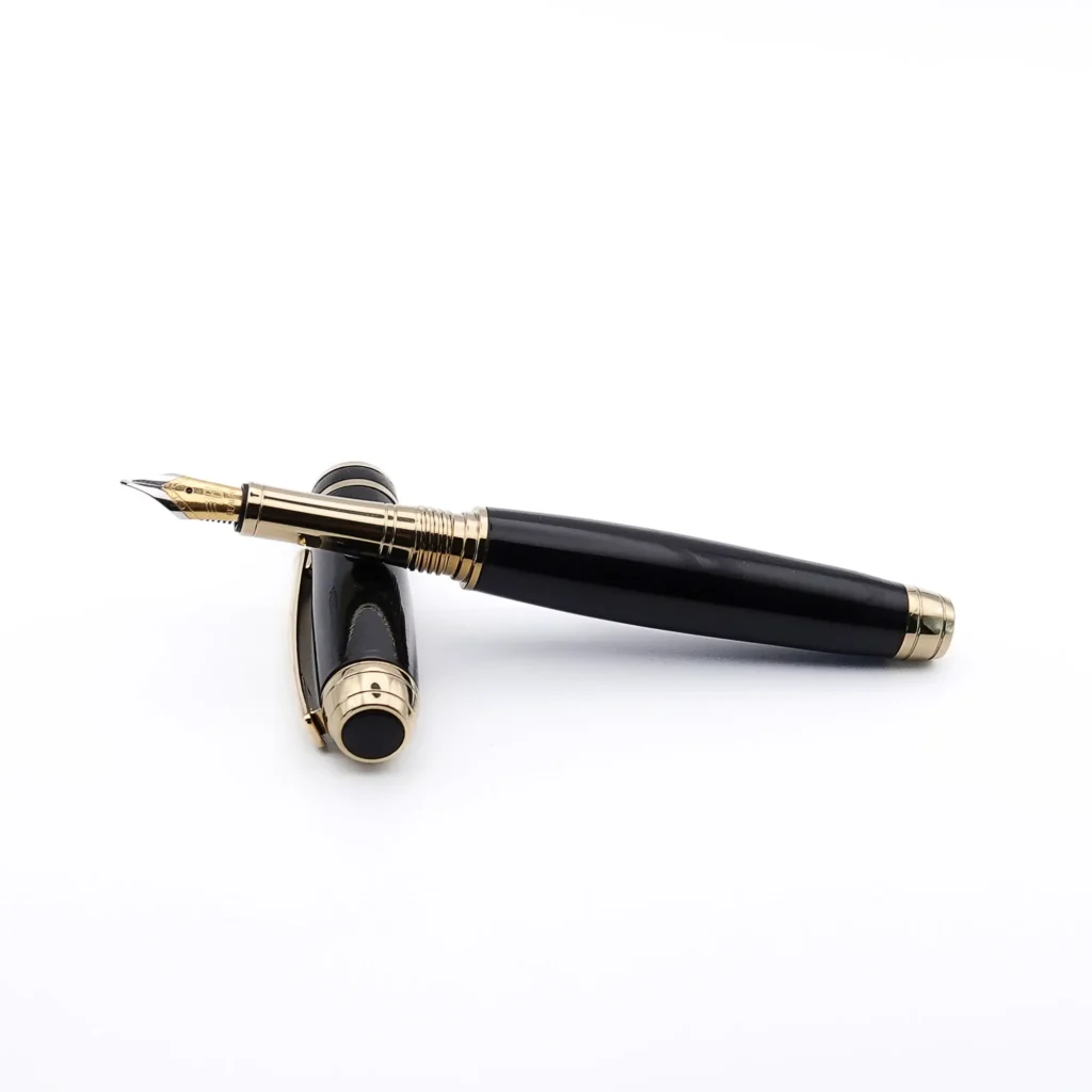 Black Luxury Pen with Titanium Gold and Black Chrome Fittings (1174)