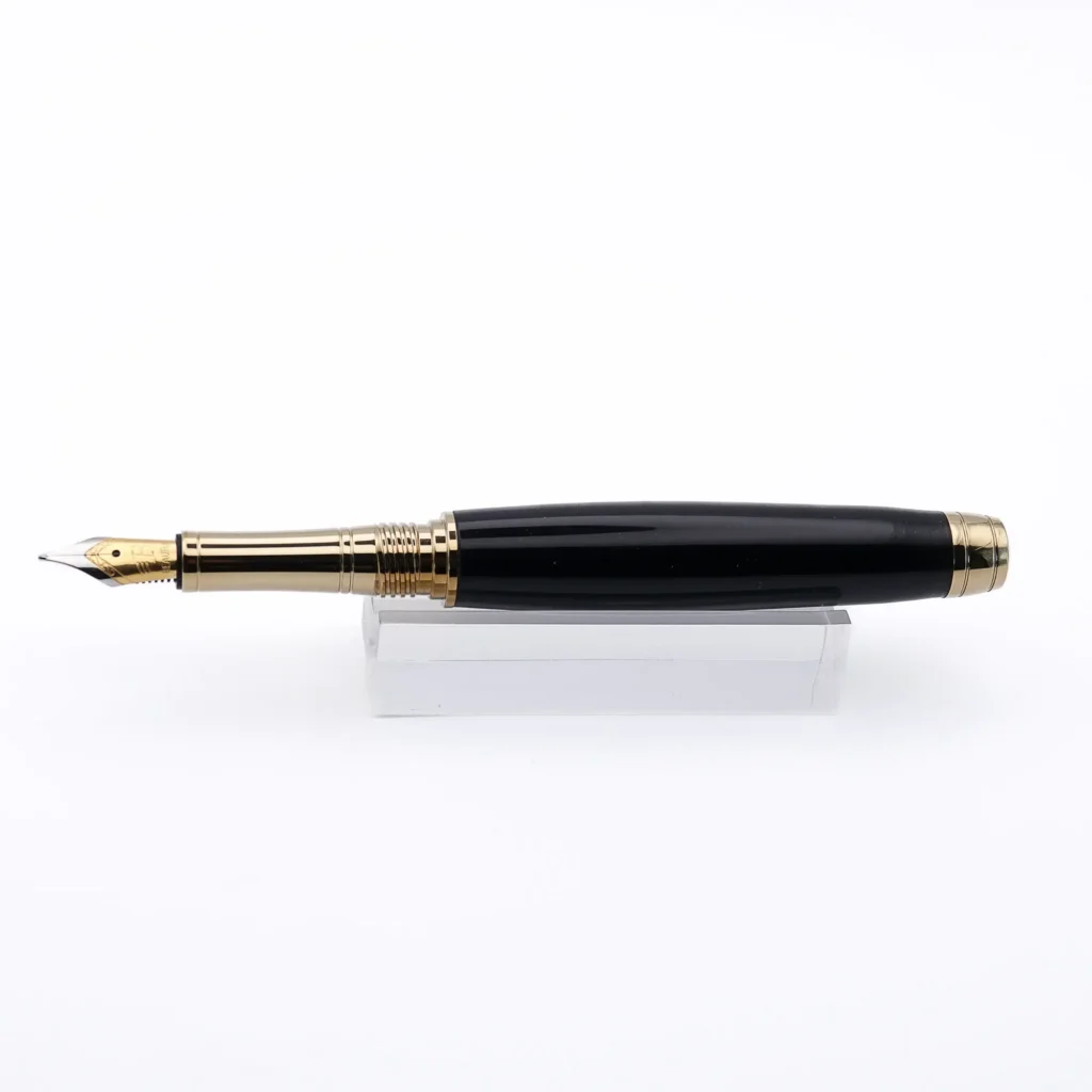 Black Luxury Pen with Titanium Gold and Black Chrome Fittings (1174)