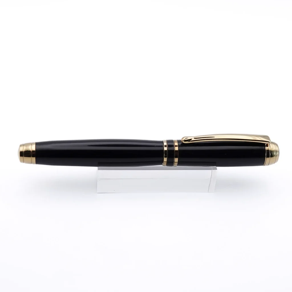 Black Luxury Pen with Titanium Gold and Black Chrome Fittings (1174)